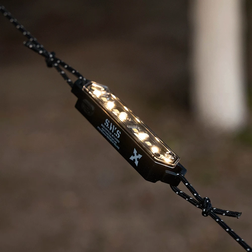 Wind Rope Warning Light IPX4 Waterproof Tent Atmosphere Light Stepless Dimming Tent String Lamp for Outdoor Camping Picnic