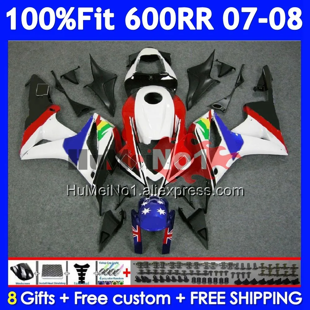 Injection For HONDA CBR 600 RR CC 600RR 600F5 CBR600RR Red blue 42No.25 CBR600F5 600CC CBR600 RR F5 2007 2008 07 08 Fairing