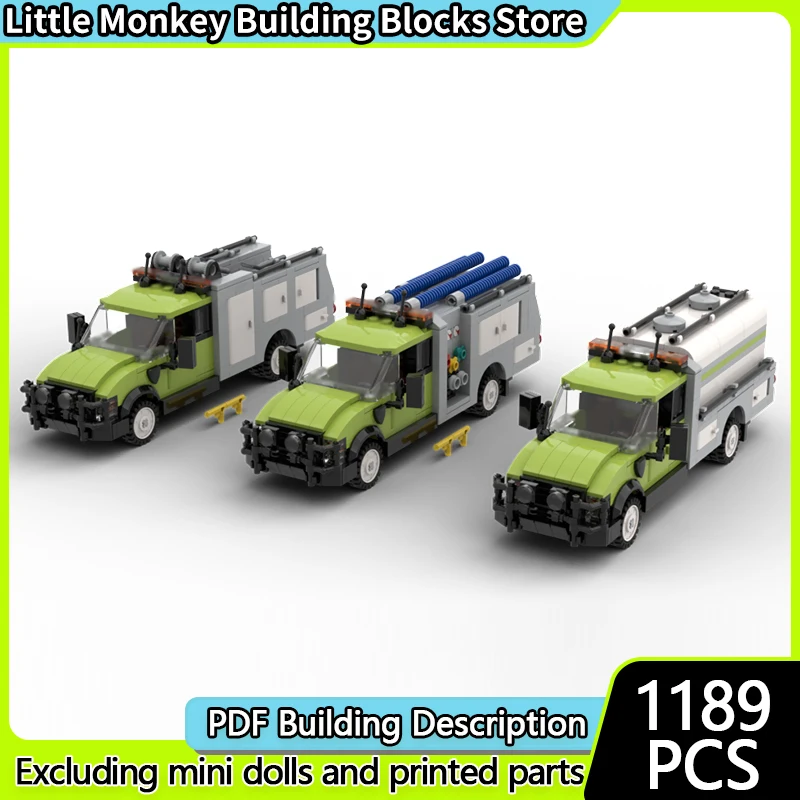 City Car Model MOC Building Bricks Forest Service Truck Bundle Modular Technology Children Holiday Gifts Assemble Toys Suit