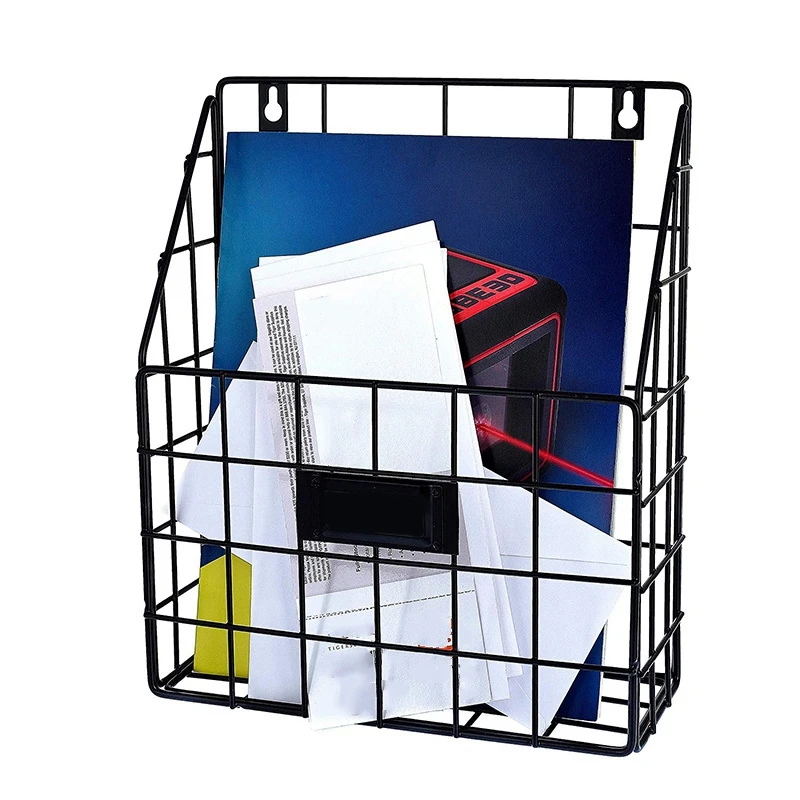 Wire Mail Basket - Wall Mounted Hanging Folder/Document Organizer - Economic & Easy To Install Tray For Home Office & More (1 Sl