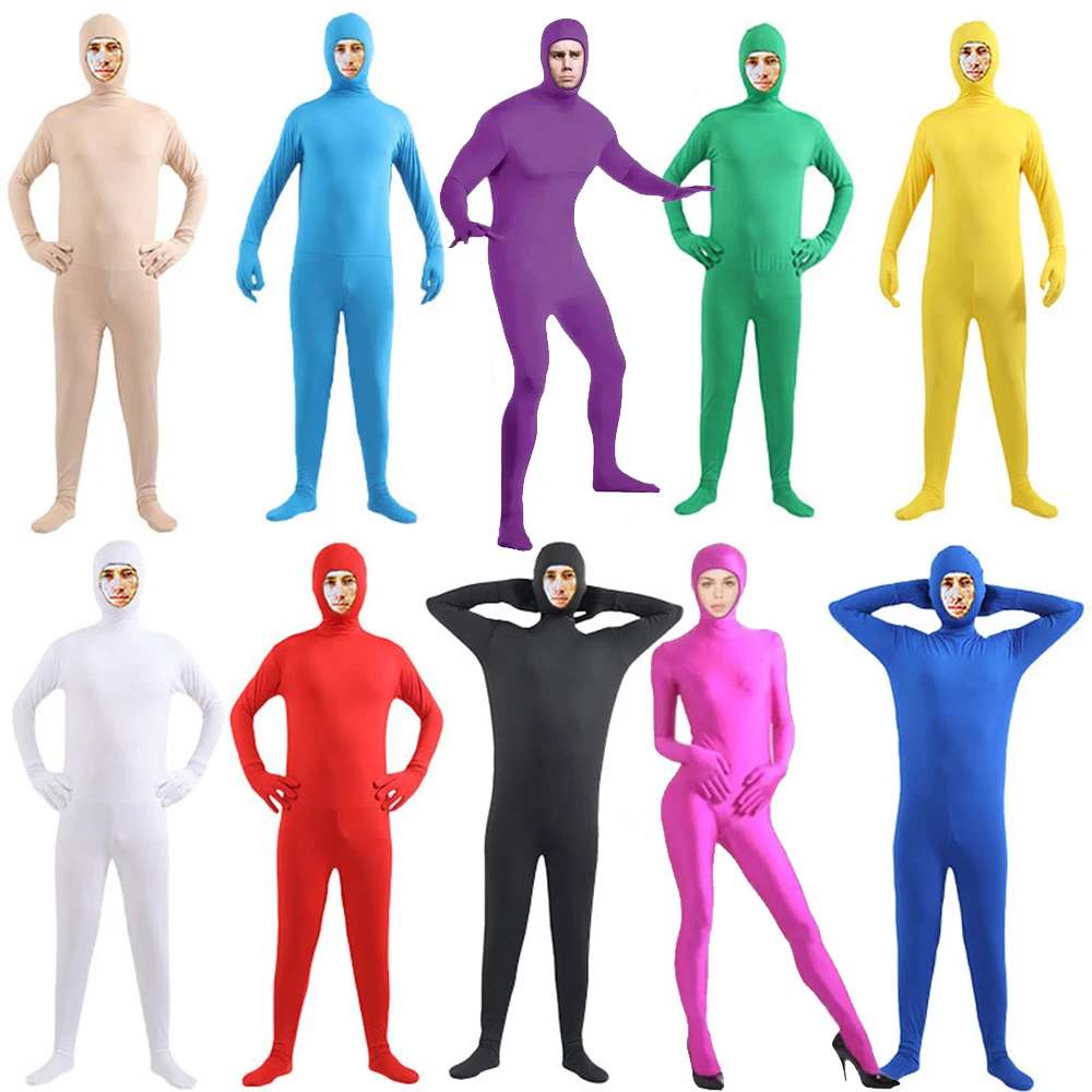 Dorośli kostiumy na Halloween kobiety mężczyźni unisex niewidoczny płaszcz Ninja kombinezon niewidoczność obcisły kombinezon Zentai na całe ciało