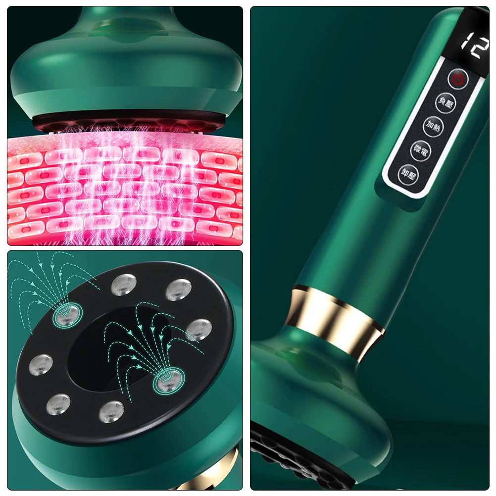 جهاز كشط كهربائي قابل لإعادة الشحن بالضوء الأحمر أداة علاج الحجامة اللاسلكية متعددة الوظائف مدلك الجسم لـ Guasha #2