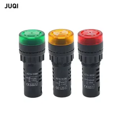 Zumbador piezas de 1 AD16-16SM, 12V, 24V, 110V, 220V, 16mm, luz de señal de Flash, LED rojo, zumbador activo, indicador de alarma, rojo, verde, amarillo