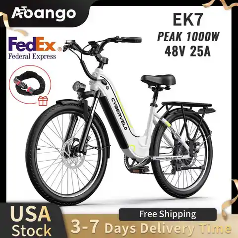 Cybervelo EK7 peak 1000W 26inch electric bicycle for adult , 48V 25Ah big battery , shimano 7 speed ,road bike, adults coummute