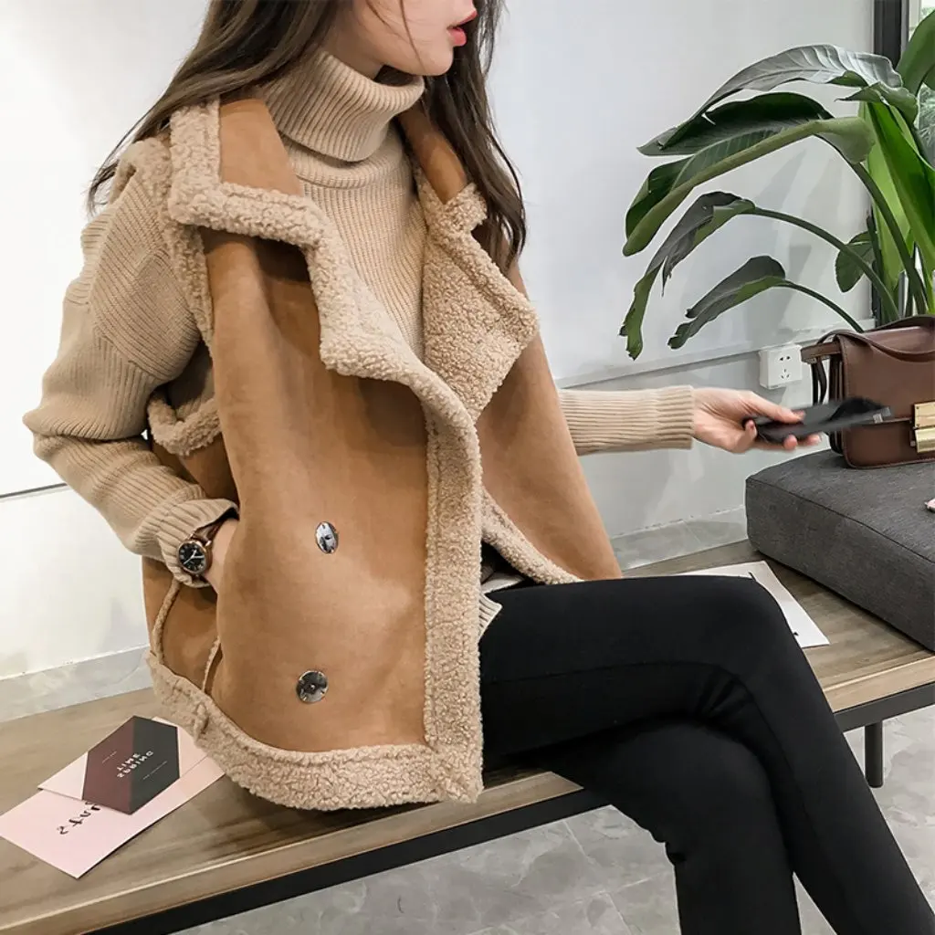 

Women's Lamb Wool Vest Sleeveless Waistoutwear Fur Integrated Suede Jacket Trendy Autumn Winter Loose Fit