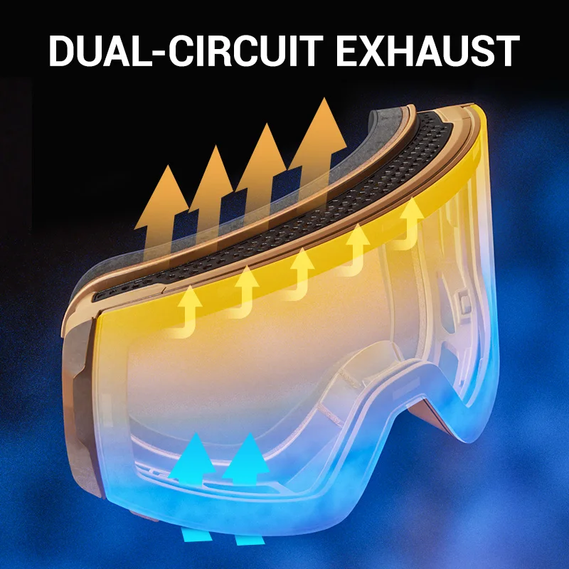 KAPVOE New Winter Photochromic Ski Goggles Double Magnet Adsorpt Layers UV400 Anti-fog Coatings Snowmobile Snowboard Skiing