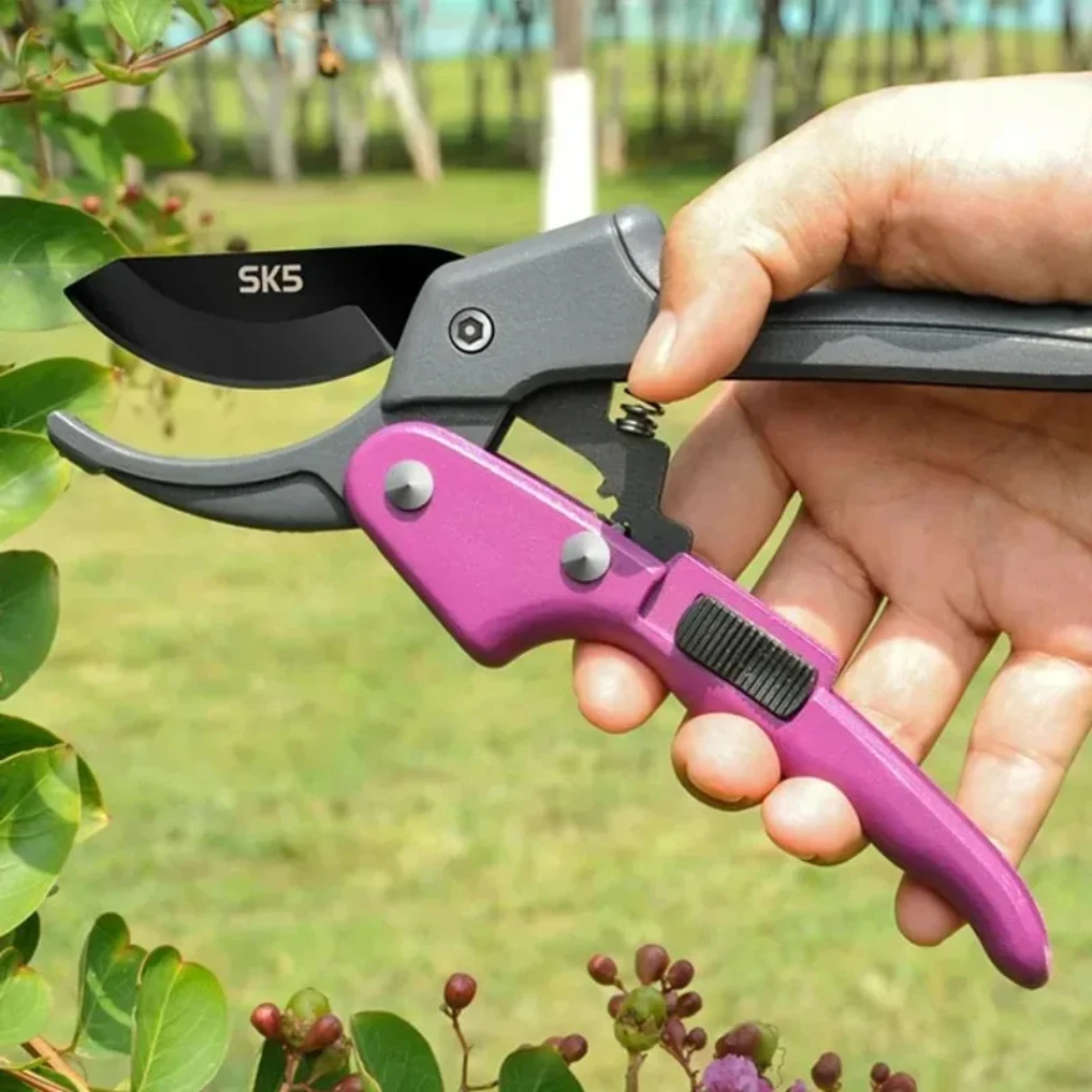 SK5 High Carbon Steel Gear Driven Scissors for Less Effort Garden Bypass Tree Rough Pruning Scissors