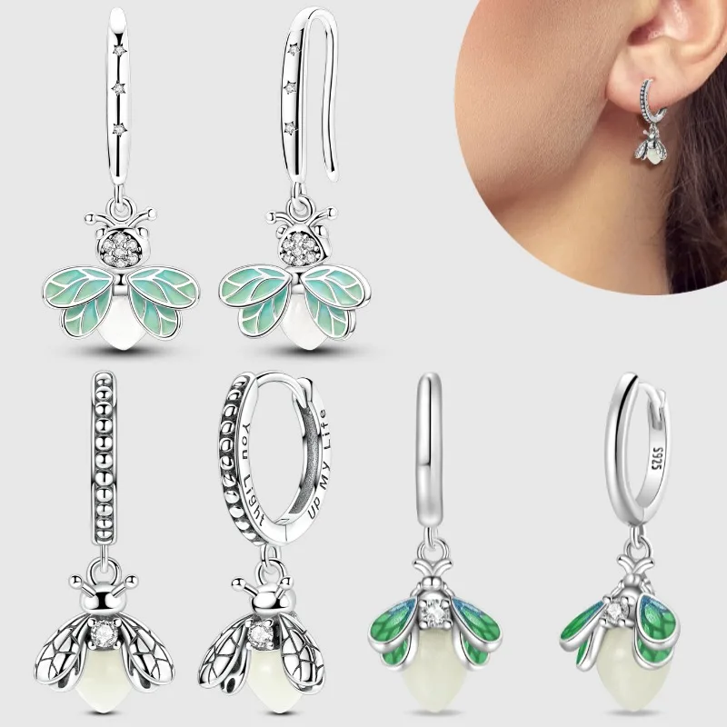 

Хит продаж, светящиеся серьги-светлячки, серия 925, серебряные романтические женские украшения