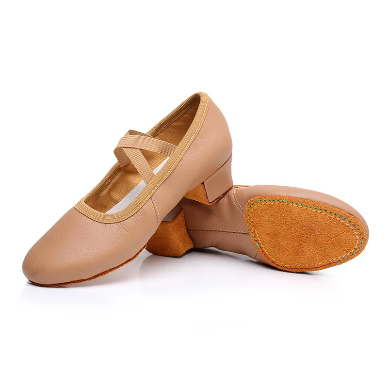 

Высококачественные танцевальные кроссовки для взрослых для девочек, женские туфли из натуральной кожи для джазовых танцев, коричнево-черные балетки с противоскользящей подошвой