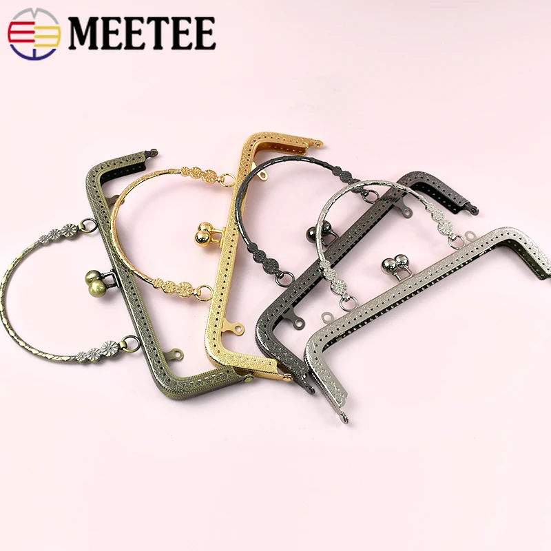 

1/2Pcs Meetee 20.5cm Embossed Purse Metal Handle Kiss Clasp DIY Women Handbag Frame Sewing Clutch Bag Lock Buckle Accessories