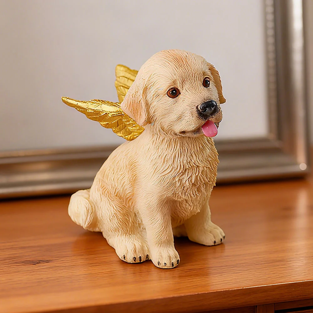 

Golden Winged Puppy-Themed 3D Resin Figurine Hand-painted Fashion Statue Holiday Gift for Indoor Home Decor Collectible Display