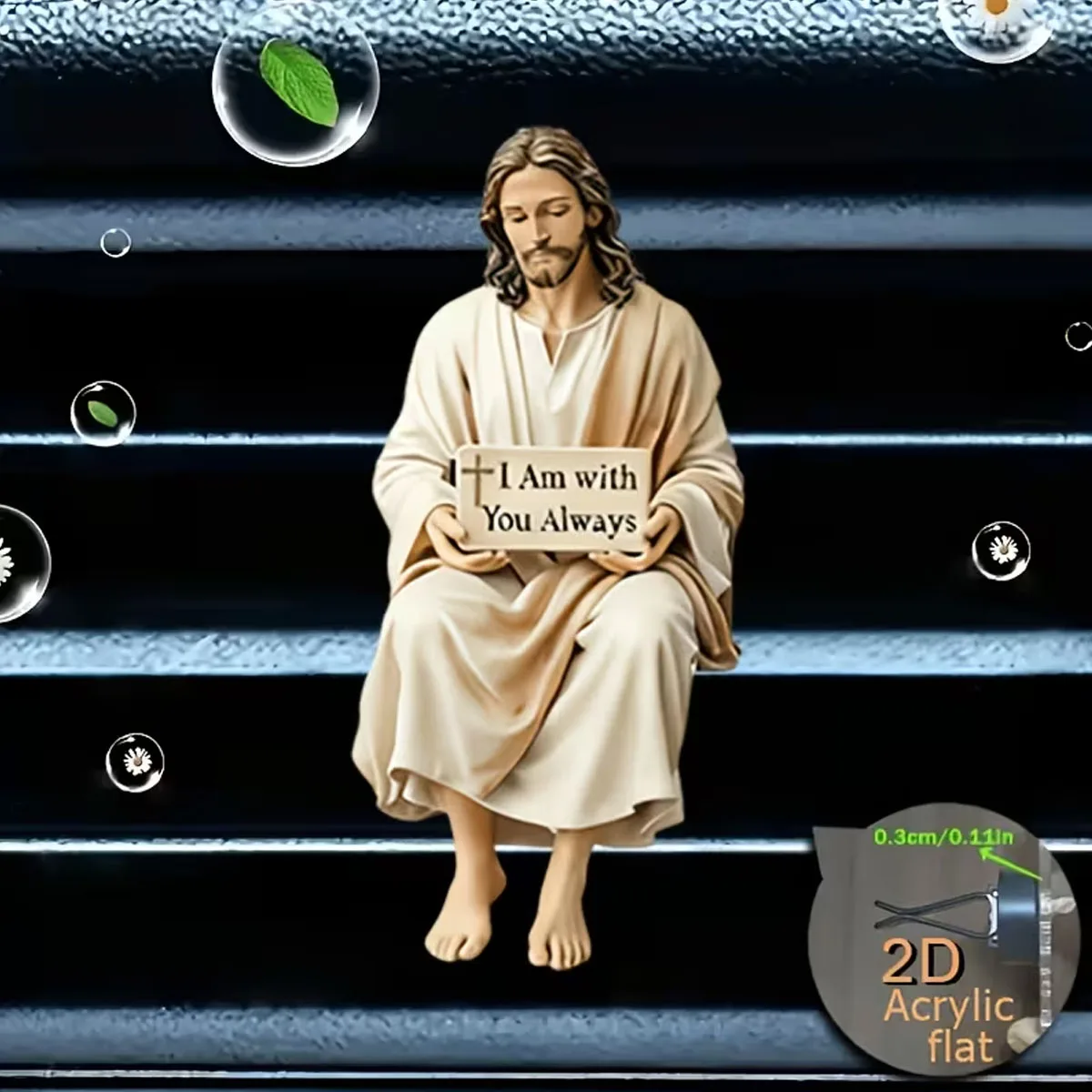 Accessory Gift Jesus Acrylic Car Air Vent Clip, Christian Faith Decor with Scent Chip, Religious Auto Interior