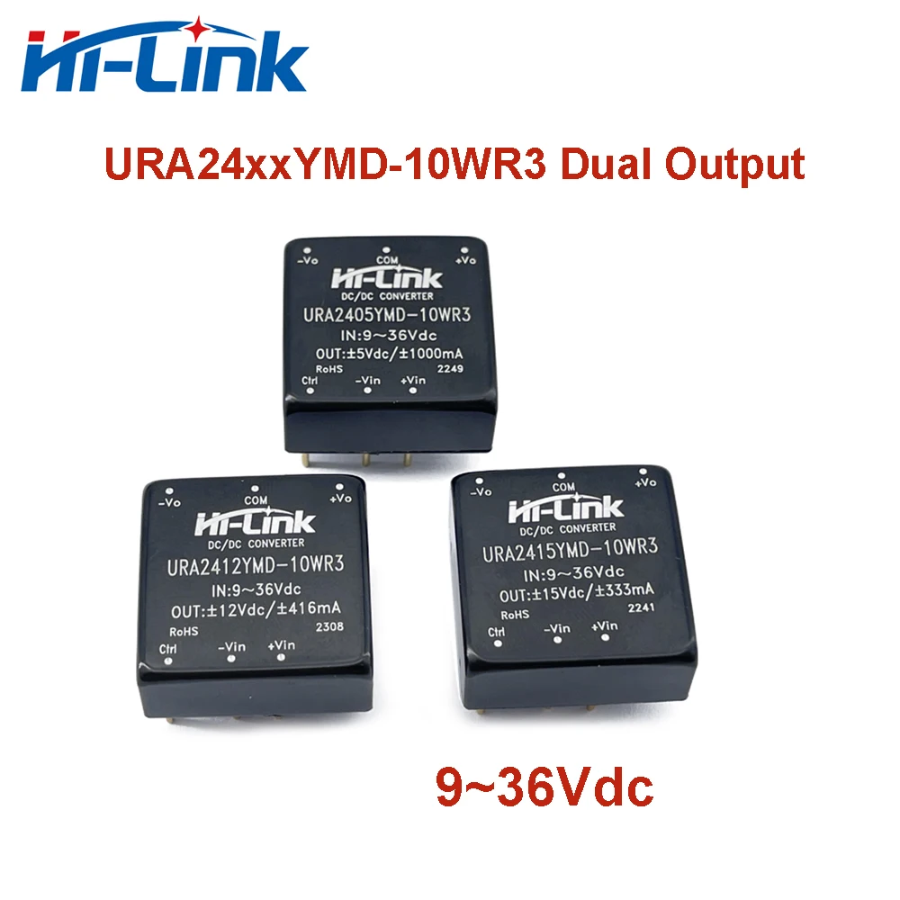 Hi-Link 5V/9V/12V/15V/24V URA2405YMD-10WR3 podwójne wyjście URA2412YMD-10WR3 9-36Vdc DC moduł zasilania DC