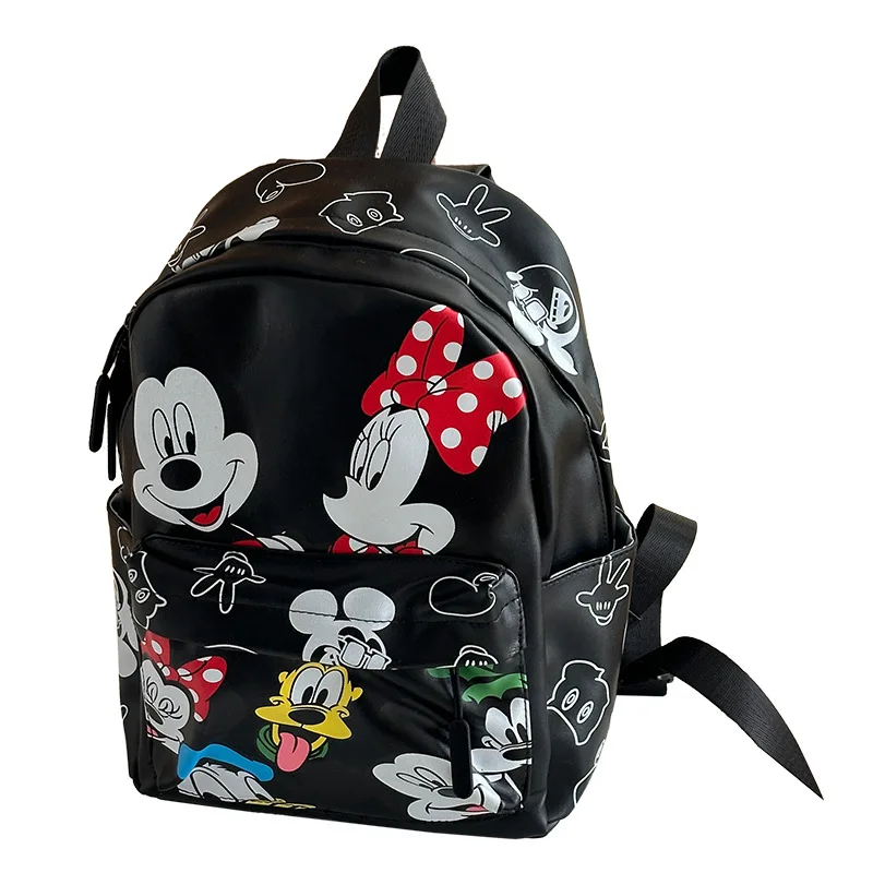 Fashion Tote Bag Disney Mickey PU Travel Backpack Cute Cartoon Laptop Bag Minnie Mouse Large Capacity School Bag for Women