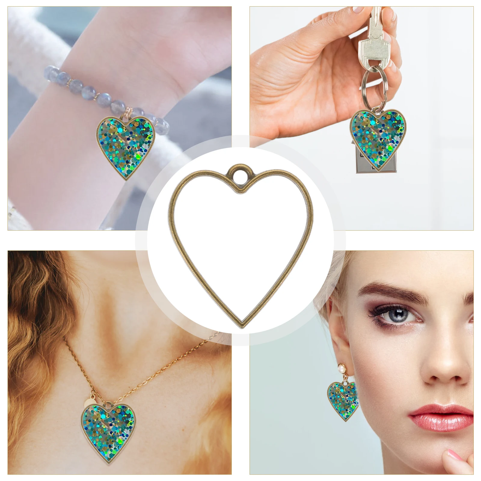 

Resin Border Pendant Hollow Bezels Jewelry Making Supplies Open Back Alloy Charms Vintage Style Craft Accessories For Bracelets