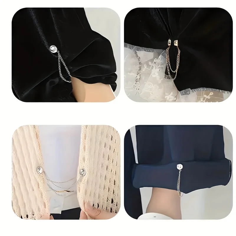 6 individuelle magnetische Kleidungsclips für Damen – verstellbares Kettendesign, kugelförmige Dekoration, geeignet für Hemden, Ärmel, Röcke – Detail 9