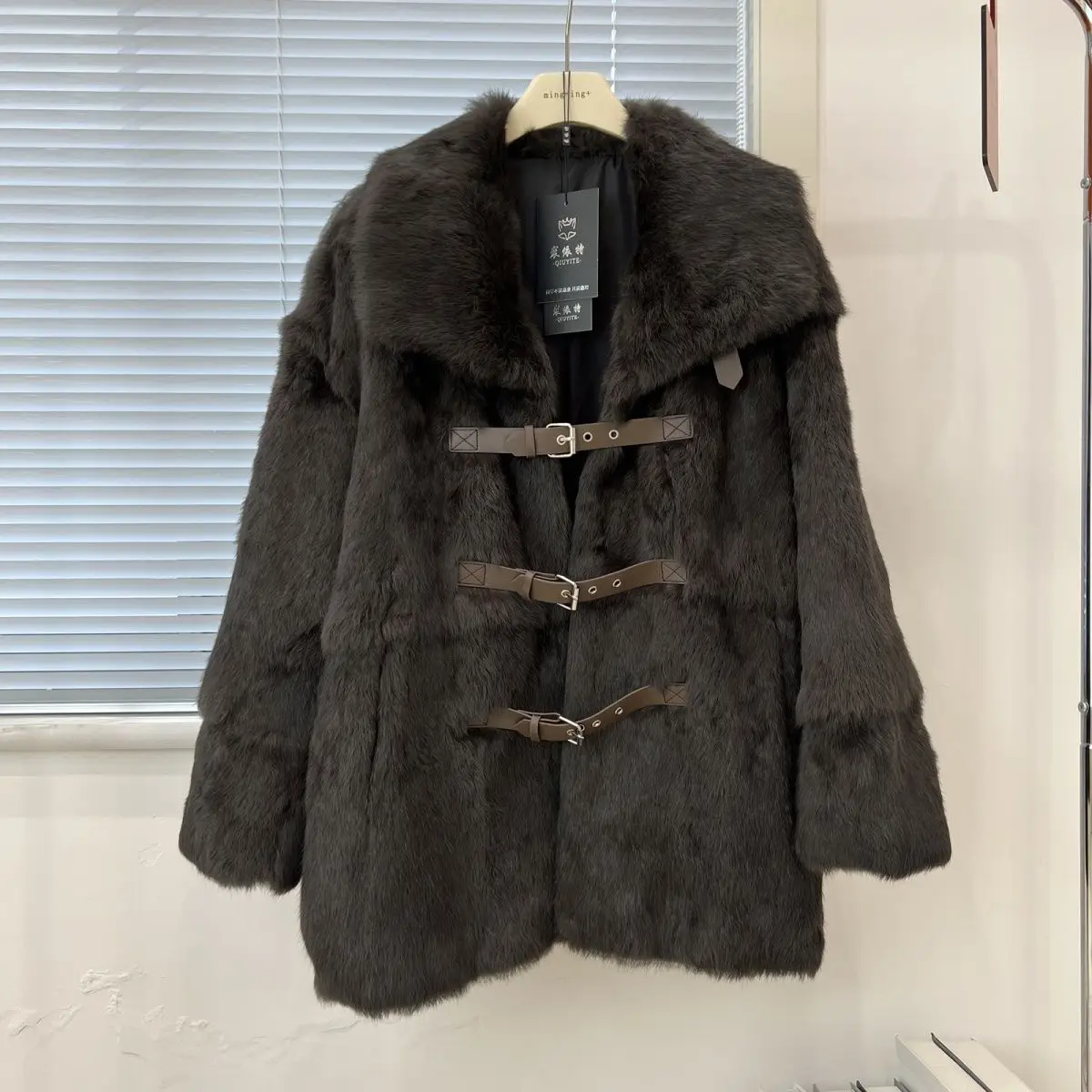 2025 겨울 신상 여성 퍼 코트 루즈핏 출퇴근 방풍 퍼 일체형 코트