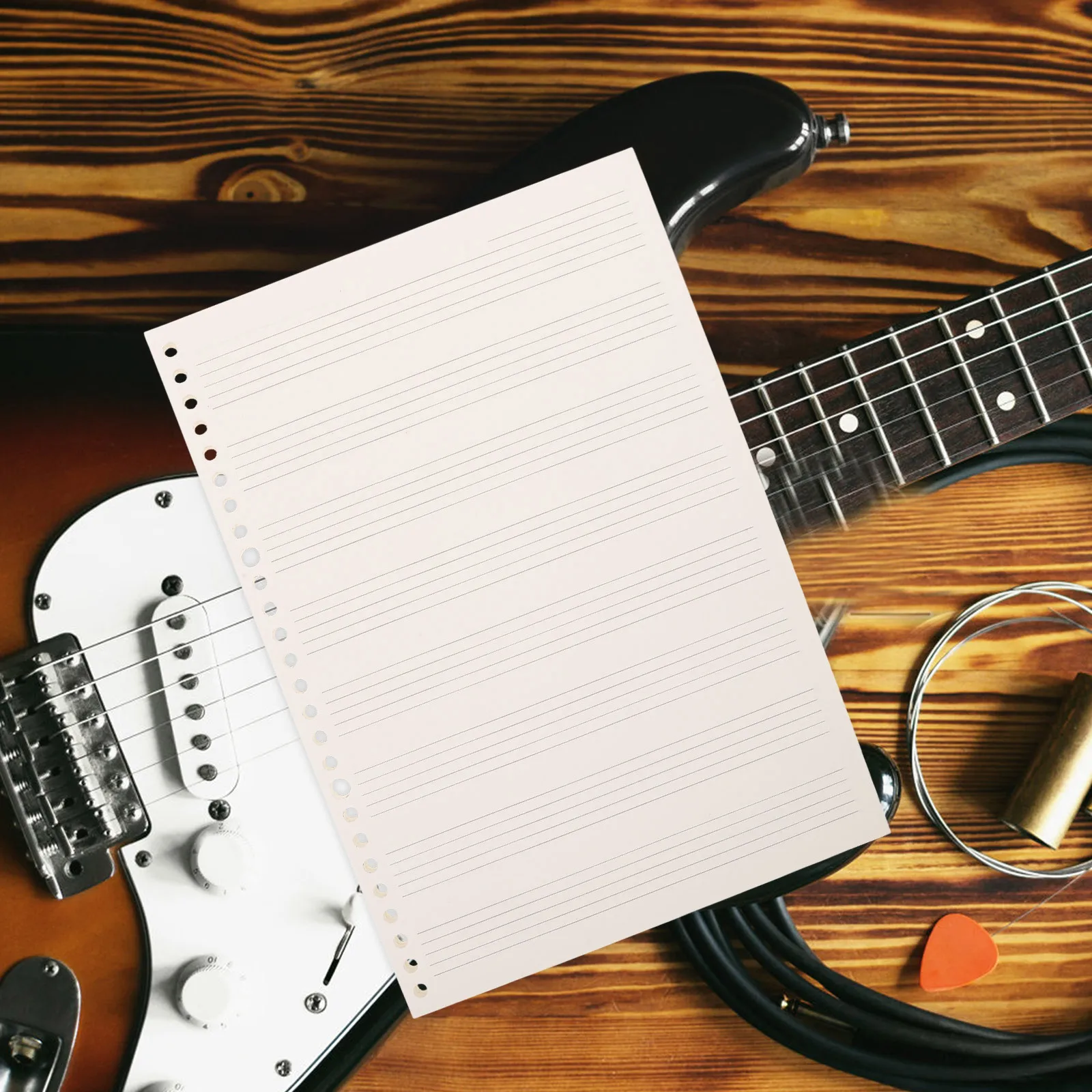 

3Pcs Musical Staff Notebook Guitar Sheet Music Book Clear Printed Scores Detachable Pages Compact Size Practical Practice