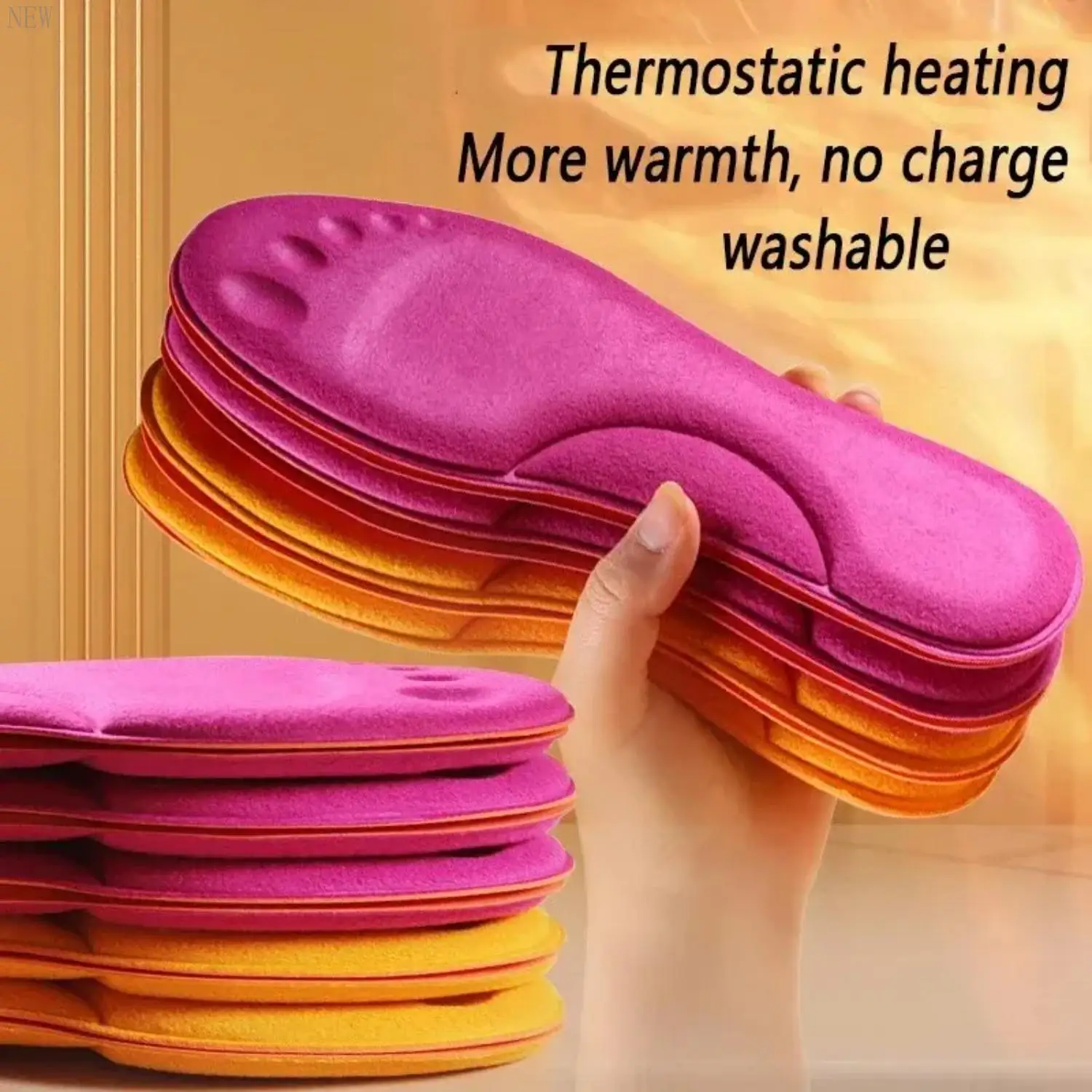 New 2Pairs Self Heating Insoles Thermostatic Thermal Insole Massage Memory Foam Arch Support Shoe Pad Heated Pads Winter Men Wom