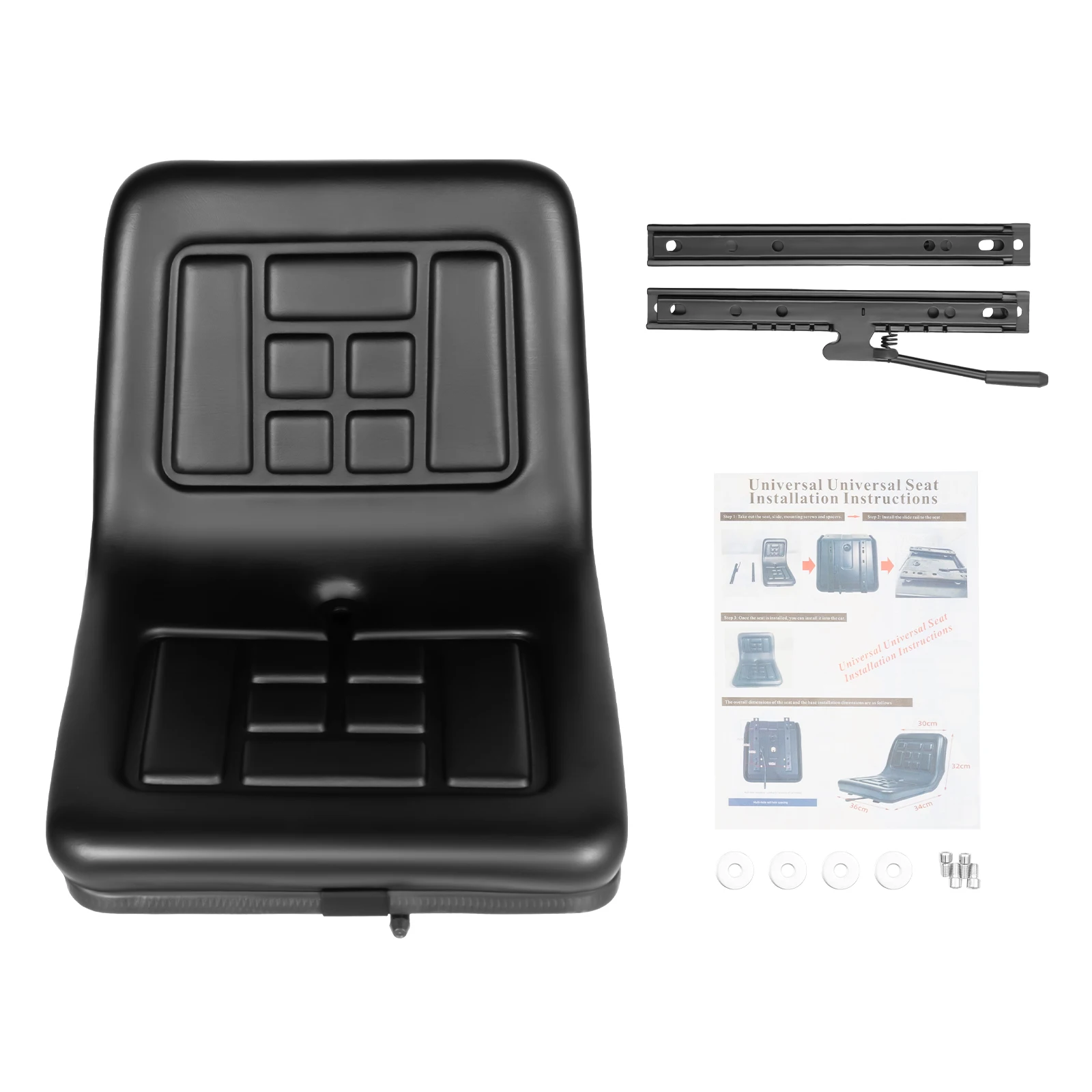 

Tractor Seat, with Drainage Holes, with Brackets, Adjustable Universal Replacement Seat, for Riding Lawn Mower Forklift Go Kart