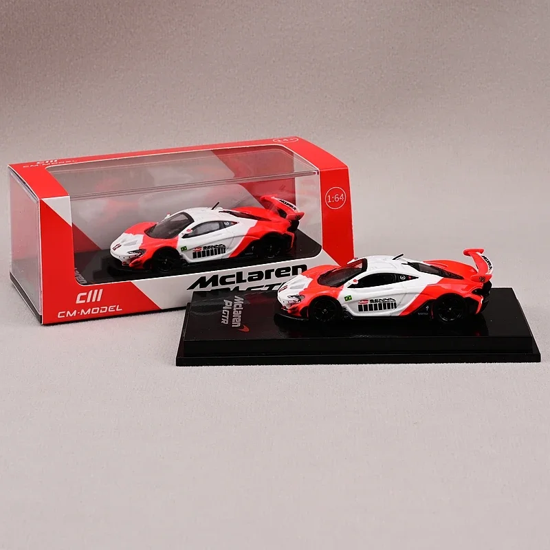 Diecast Car Model 1/64 Scale Mclaren P1 GTR Supercar Model Alloy Mclaren P1 Racing Vehicle Collectible Ornaments Toys for Boys