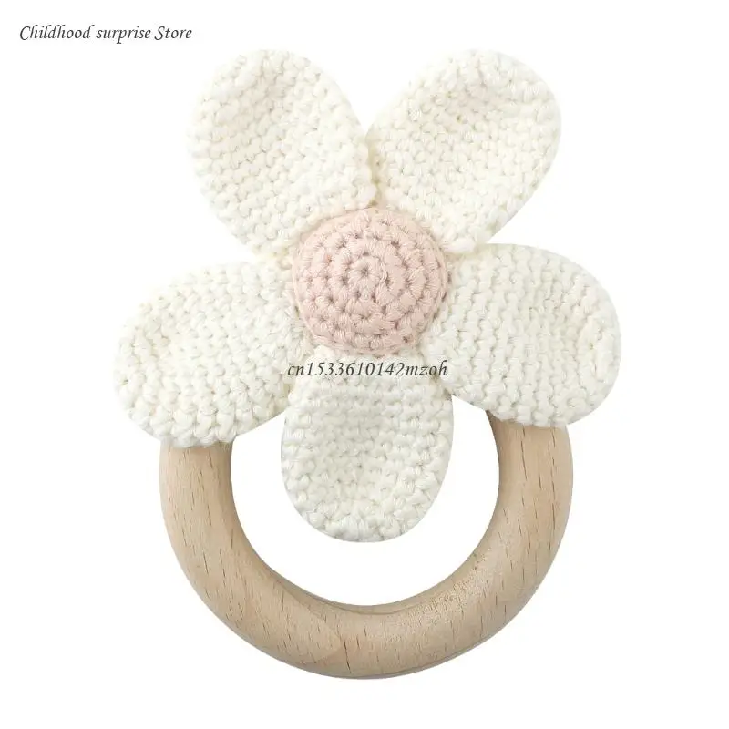 

Crochet Flower Teething Toy Newborn Educational Toy Toddler Teethers Dropship