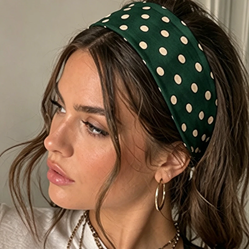 1 Stück Baumwoll-Polka-Dot-Yoga-Stirnband mit Punktmuster, Make-up-Stirnband, Sport-Fitness-Schweißabsorbierendes Haarband, Haarschmuck – Detail 4