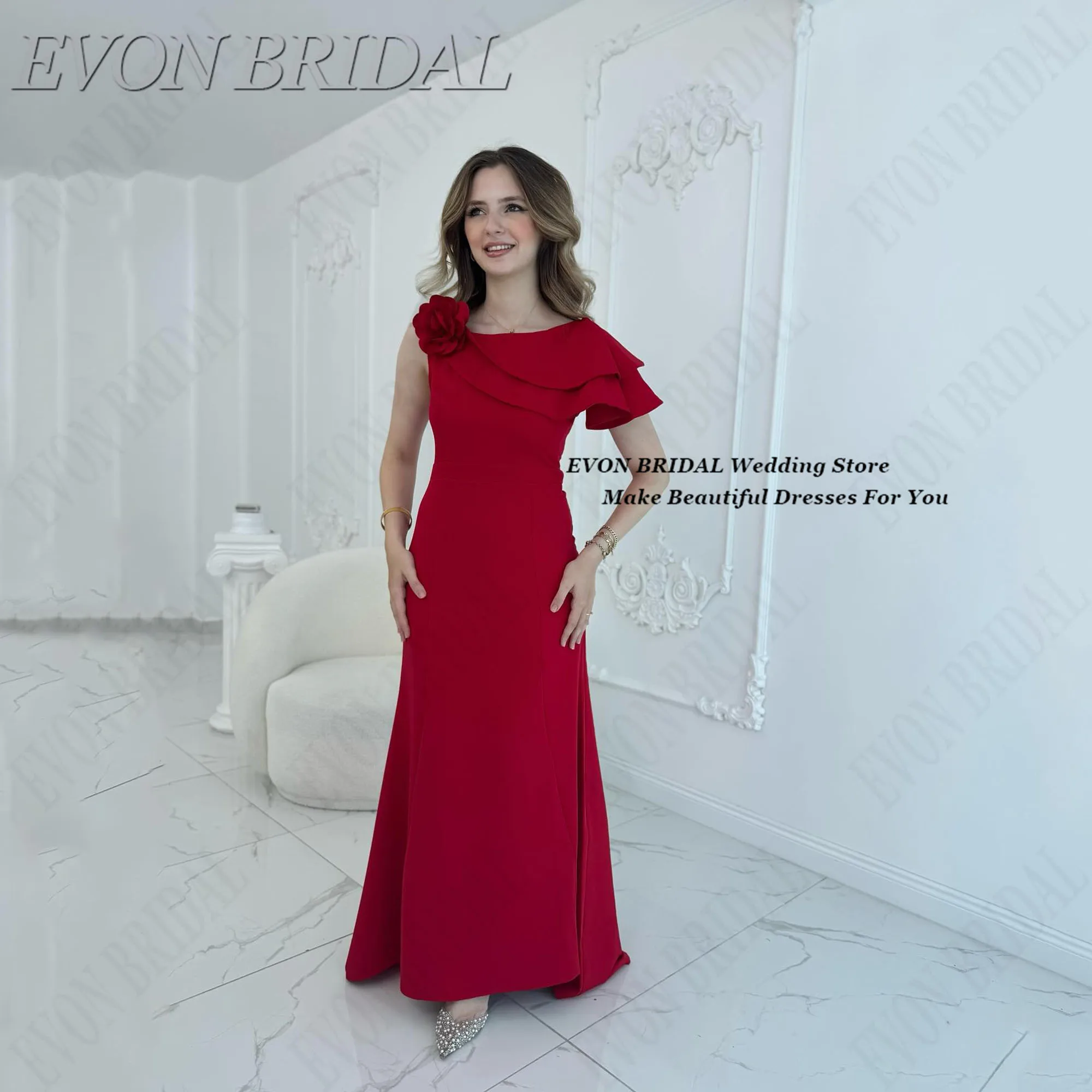 

Retro Red Carpet Party Dresses Classic High Quality Tight Gala Party Dress Flowers Wedding Evening Gown Customized EVON BRIDAL