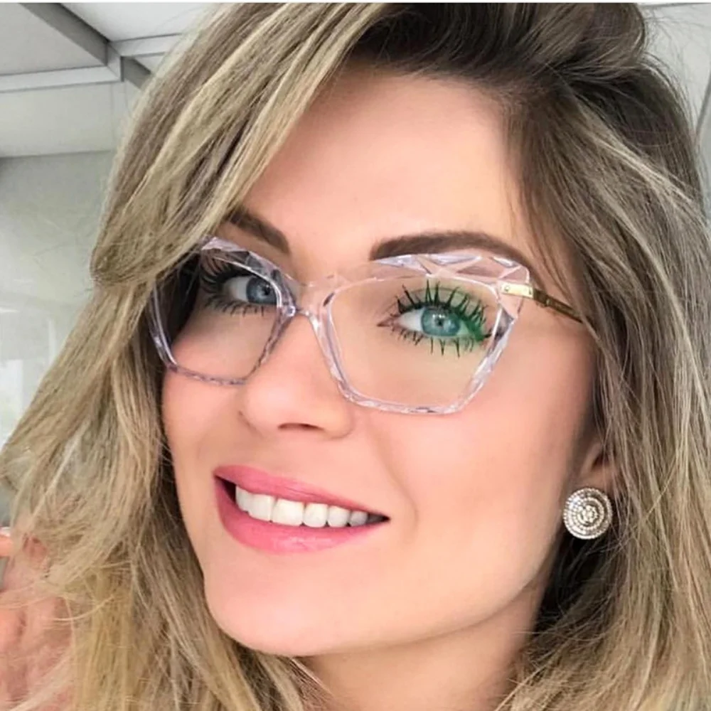 2020Square Women reading Glasses Frame Crystal Multi-section Brand Design Optical Computer oculos Glasses gafas de lectura mujer image 2