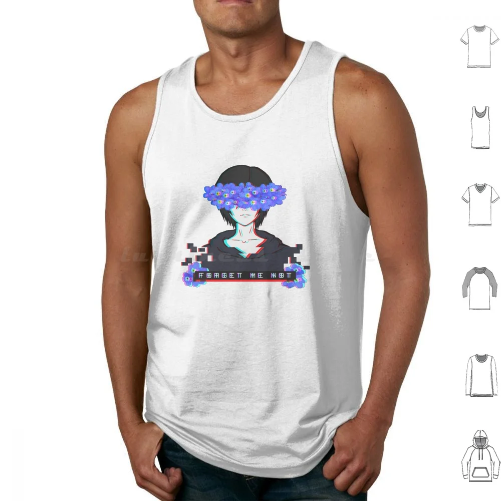 Xion-Forget Me Not Tank Tops Print Cotton Kingdom Hearts Kh3 Xion Flowers Sad Anime Girl Glitch Kh Roxas Kh2