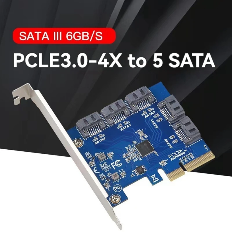 PC用拡張カード,pci-eライザー,pcie 3.0-4xから5 SATA,アダプターカード