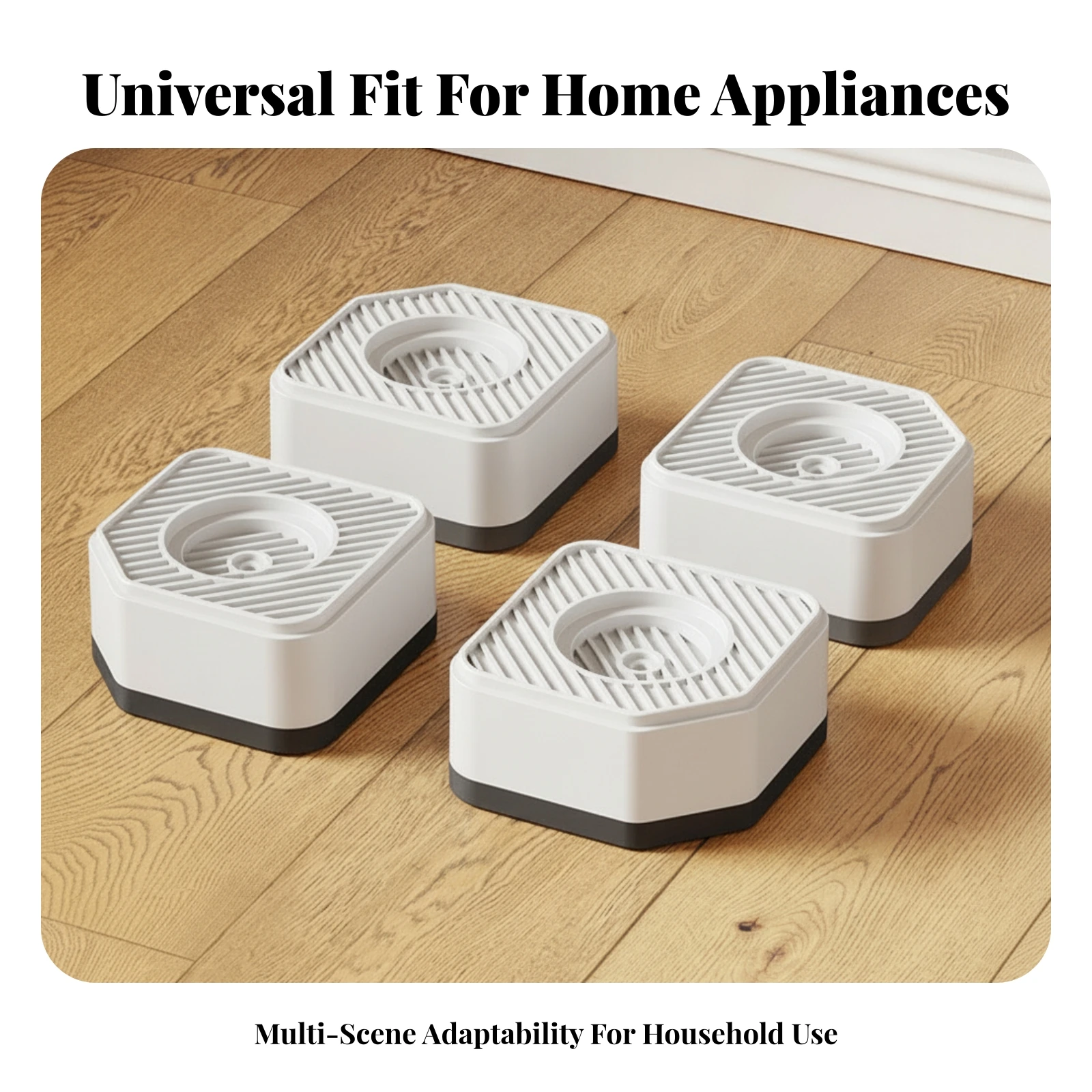 4 Pieces Molded Plastic Household Accessory Quiet Base Anti-Slip Foot Pad Appliance Support Pad Ribbed Surface view 4