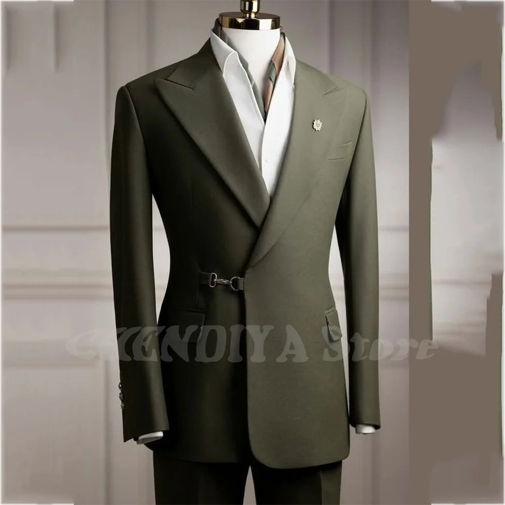 

Деловые костюмы с остроконечными лацканами для мужчин, плоские спереди, облегающие, для торжественных случаев, для свадьбы, жениха, официальный комплект из двух предметов по индивидуальному заказу