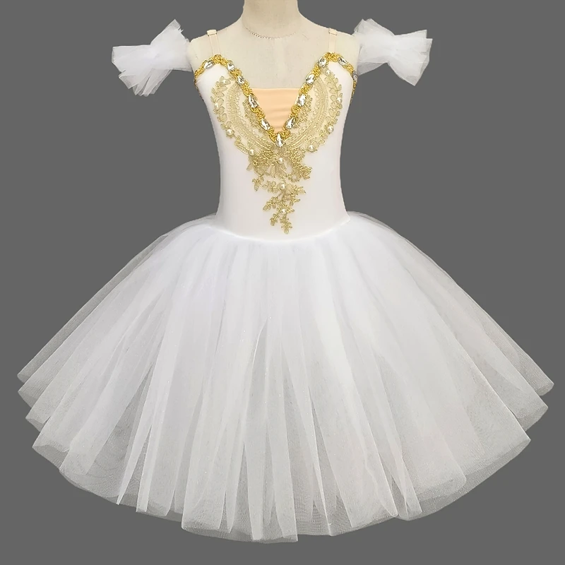 Vestido longo de balé clássico feminino, Trajes de dança infantil, Tutu clássico, Little Swan