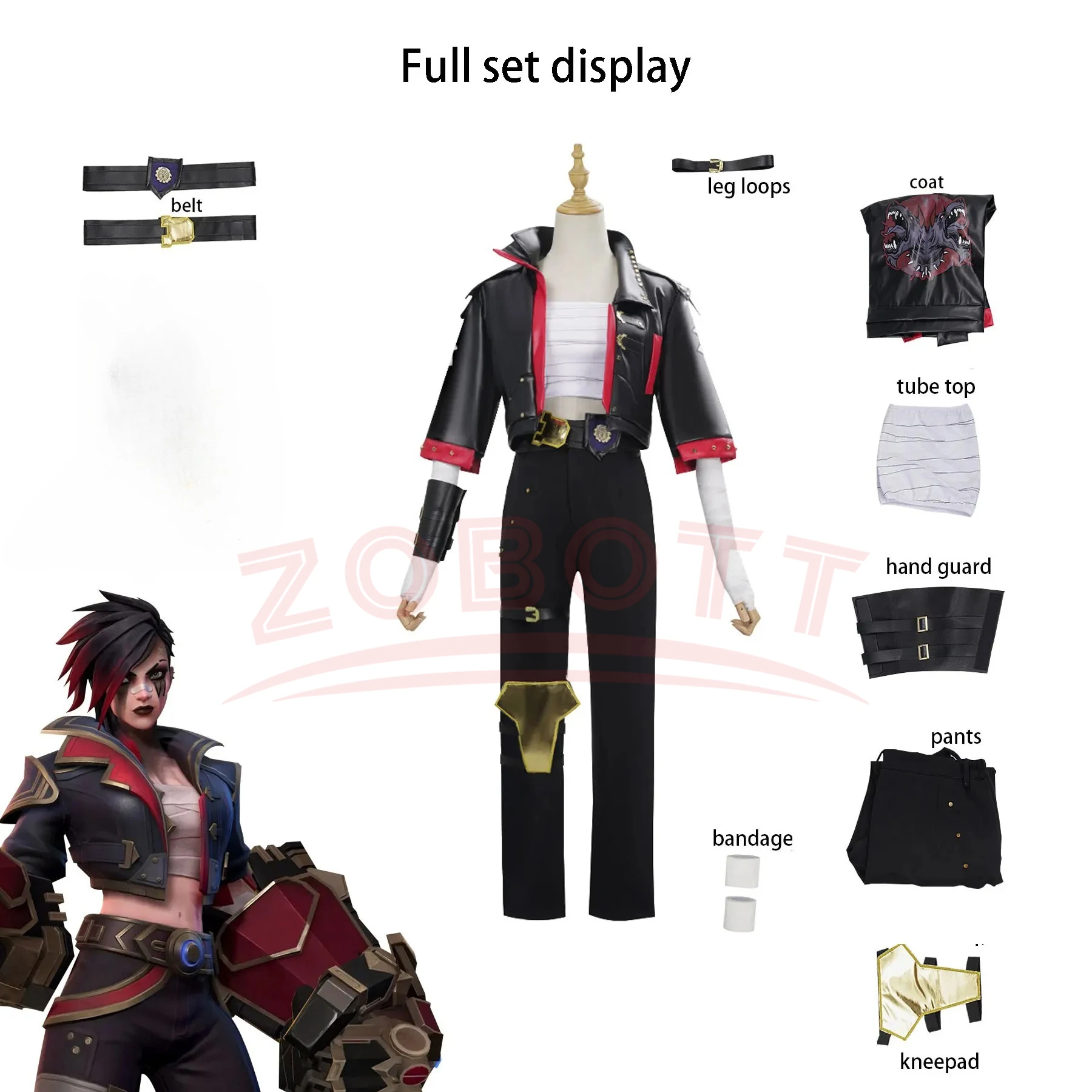 

Костюм для косплея Underground Fighter VI из игры LOL Arcane 2, черный, для карнавала, Хэллоуина, вечеринок, униформа, наряд, костюм