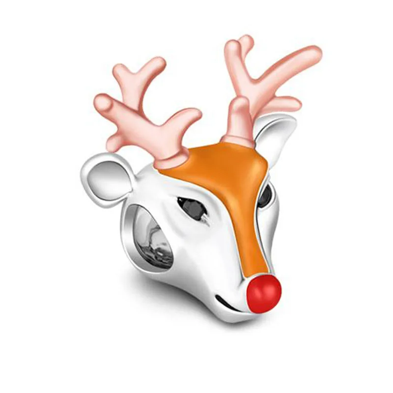 Christmas Series Gingerbread Man Elk Snowman Candy Pendant Pearl Jewelry Original 925 Silver Bracelet DIY Christmas Jewelry Gift
