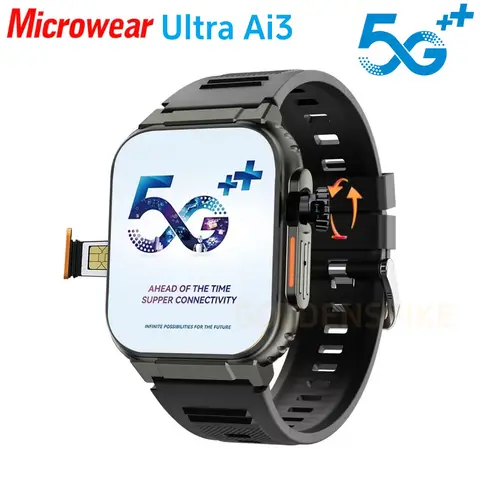 Smartwatch Microwear Ultra Ai3 5G 180 °   Obrotowa kamera Google Play GPS WIFI 2,2-calowy wyświetlacz Amoled HD 4G Calling Smartwatch Mężczyźni
