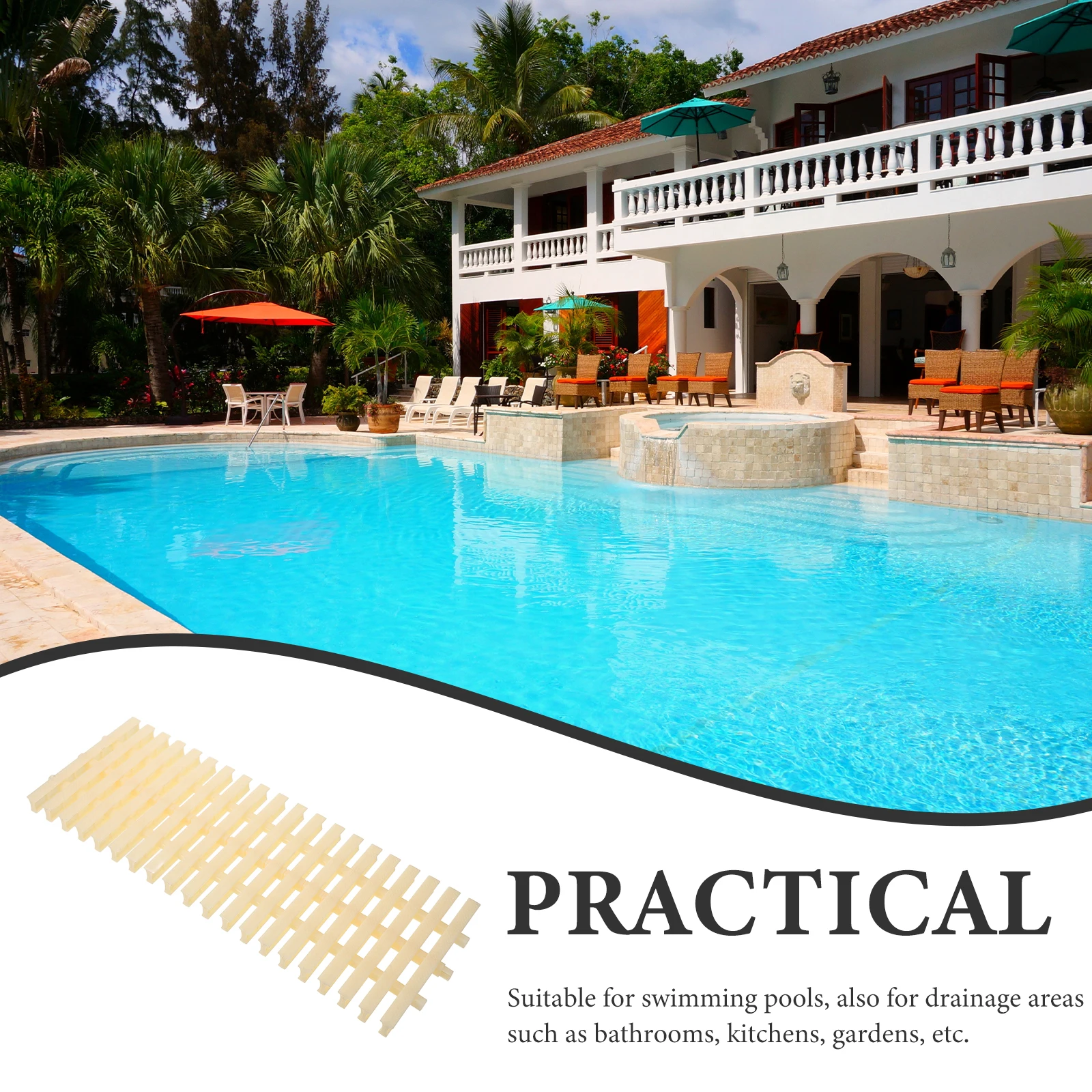 

20M Non Slip Overflow Grates Durable Plastic Drainage Replacement Parts Safety Pool Supplies Interlocking Easy Install Household