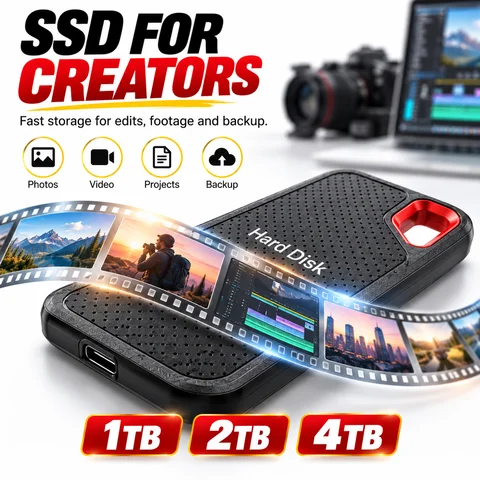 1TB External SSD 2TB Portable Solid State Drive USB3.1 Fast Response Suitable for Various Digital Devices Such As Computers
