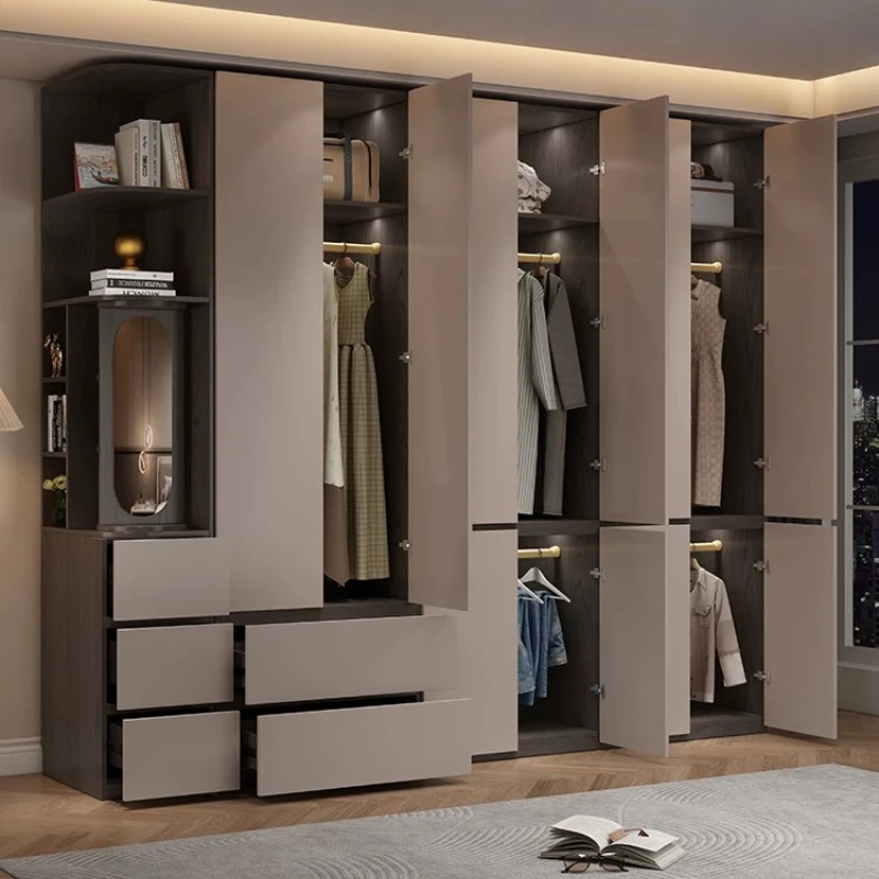 Customizable 18mm OSB Handleless Wardrobe Minimalist Built-in Closet with Drawers for Bedroom Minimalist Design furniture