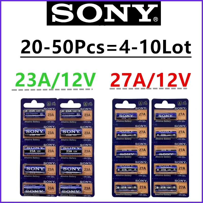 20-50pcs original For SONY 27A /23A 12V 23GA A23S/A27 alkaline battery doorbell remote control electric toy