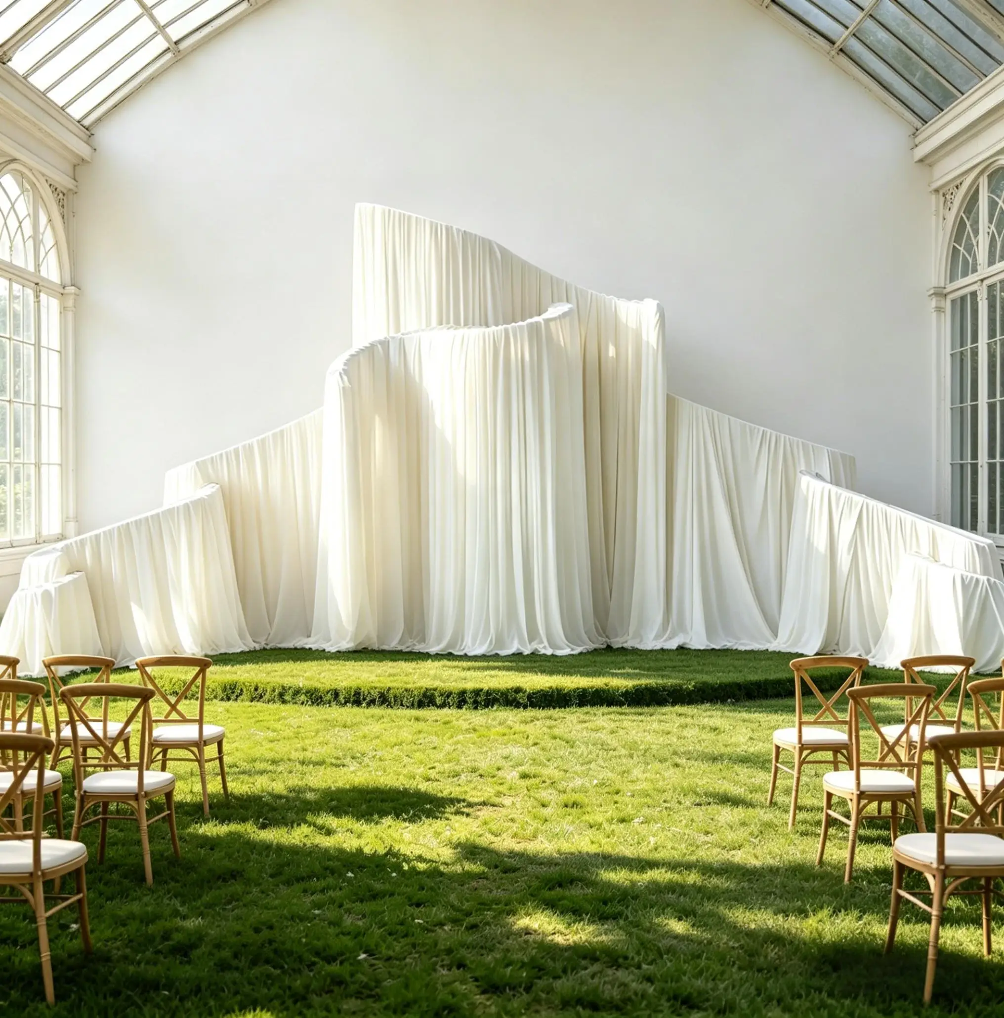 1.5-3M Adjustable Wedding S-Curved Wave Drapes Backdrop Stand Irregular Metal Frame for Outdoor Lawn Wedding Stage Decor ivy1146