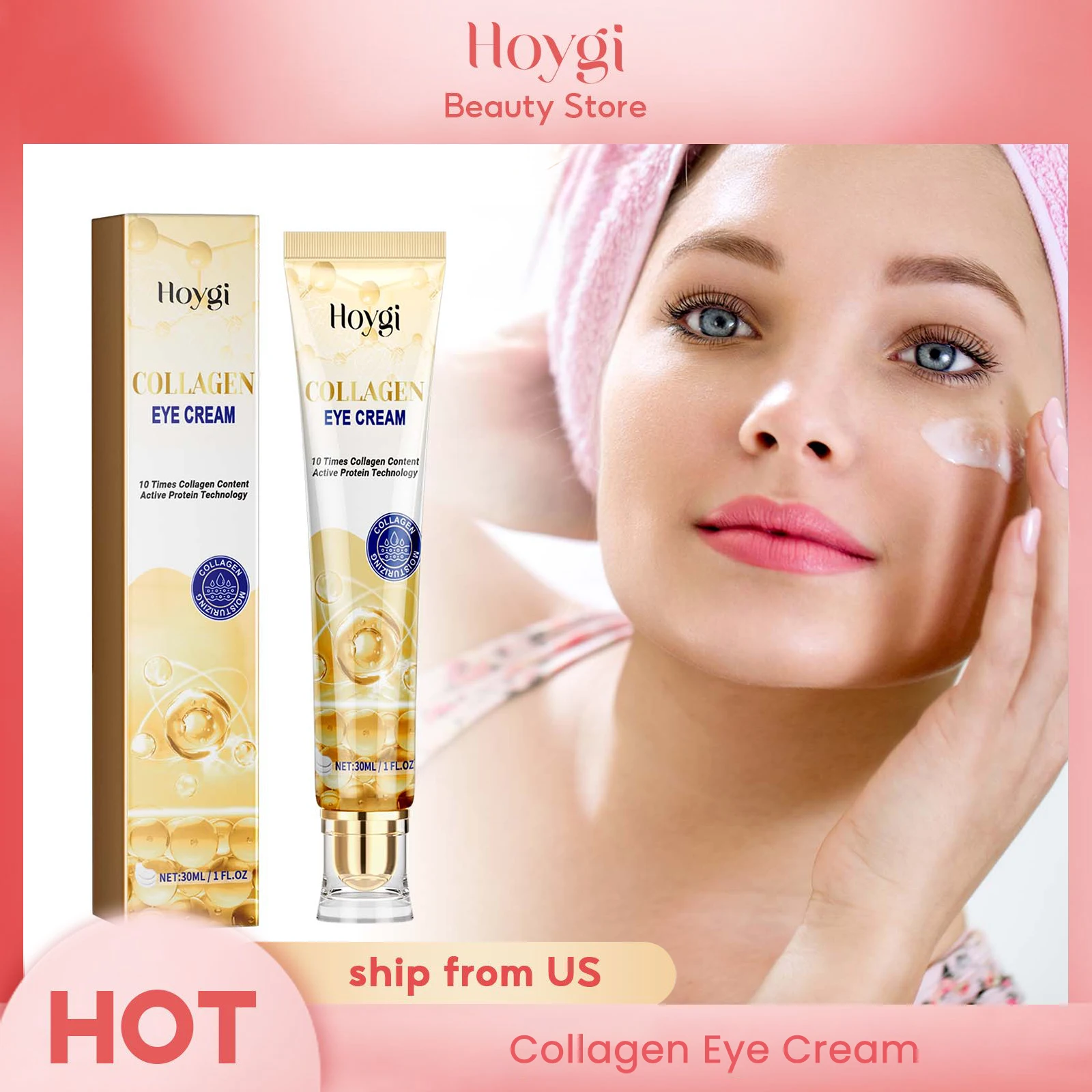 Hoygi Moist Collagen Eye Cream Skin Care Facial Moisturizing Day and Night Hydrating Eye Cream Cosmetic Skin Care Eye Cream