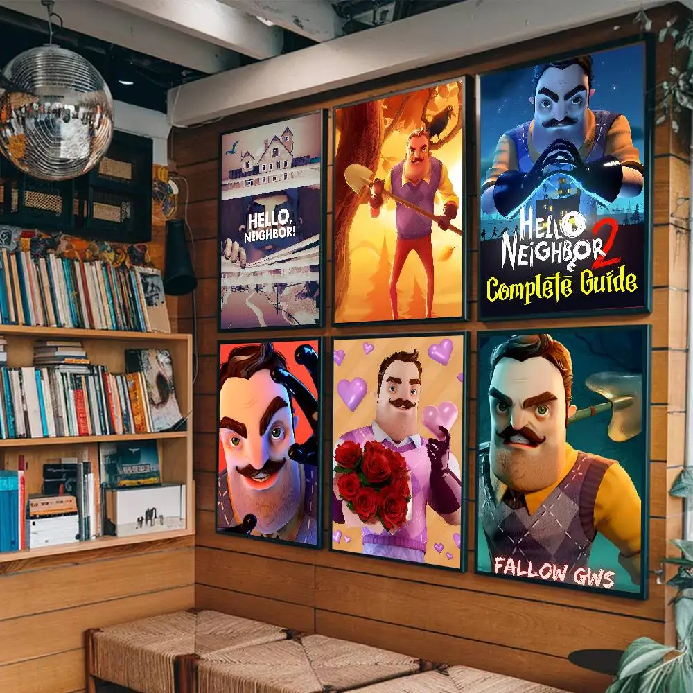 1pc Popular Horror Game Hello N-Neighbor Poster Sticker Print Waterproof Wall Art For Living Room Bedroom Home Decor