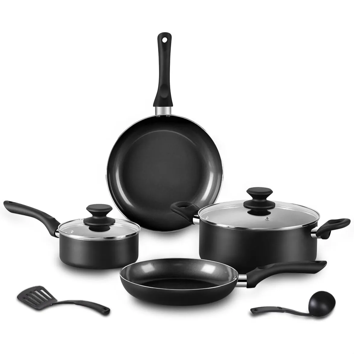 

8-Piece Ceramic Pots and Pans Set, Nonstick Cookware Induction Safe with Frying Pans, Saucepans, Shovel and Ladle