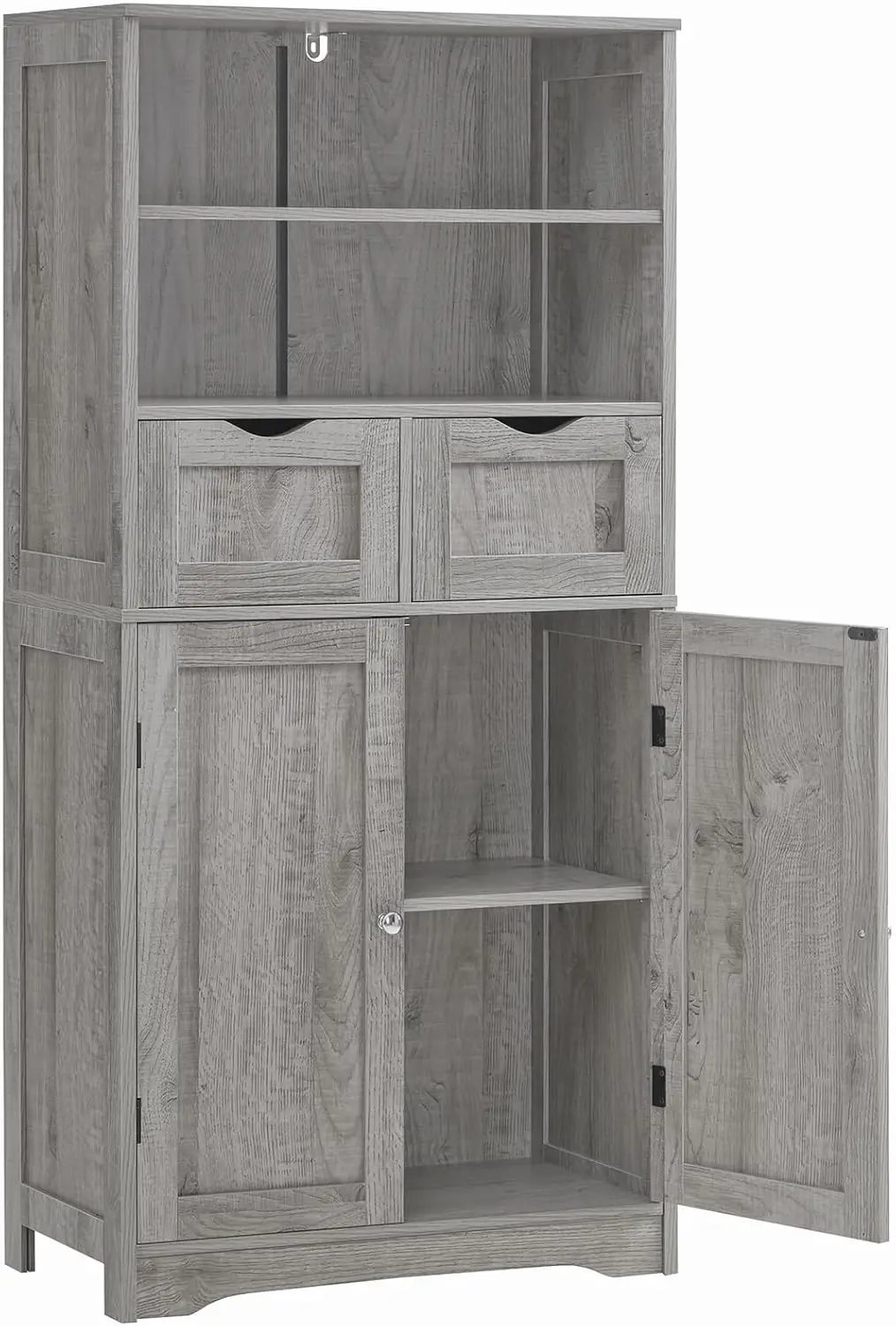 

Tall Storage Cabinet with 2 Drawers & Adjustable Shelf, Bathroom Cabinet with Doors, Cupboard, Kitchen Cabinets for Living R