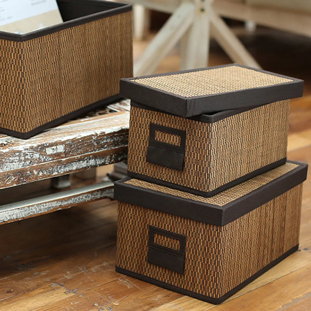 

Laundry Storage Basket Bamboo Made Foldable Hampers for Clothing Sundries Organizer Bedroom Bathroom Dorm Room Decorative Bin