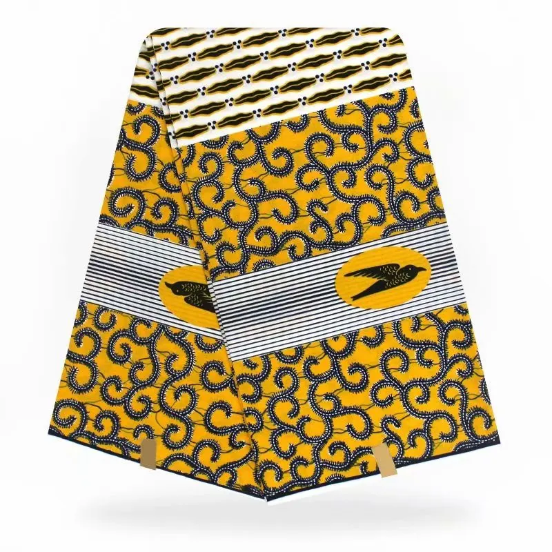 

Африканская ткань с принтом, вощеная ткань, Африканский хлопок 100%, высокое качество шитья, оригинальный принт, вощеная ткань, лоскутный материал 6 ярдов