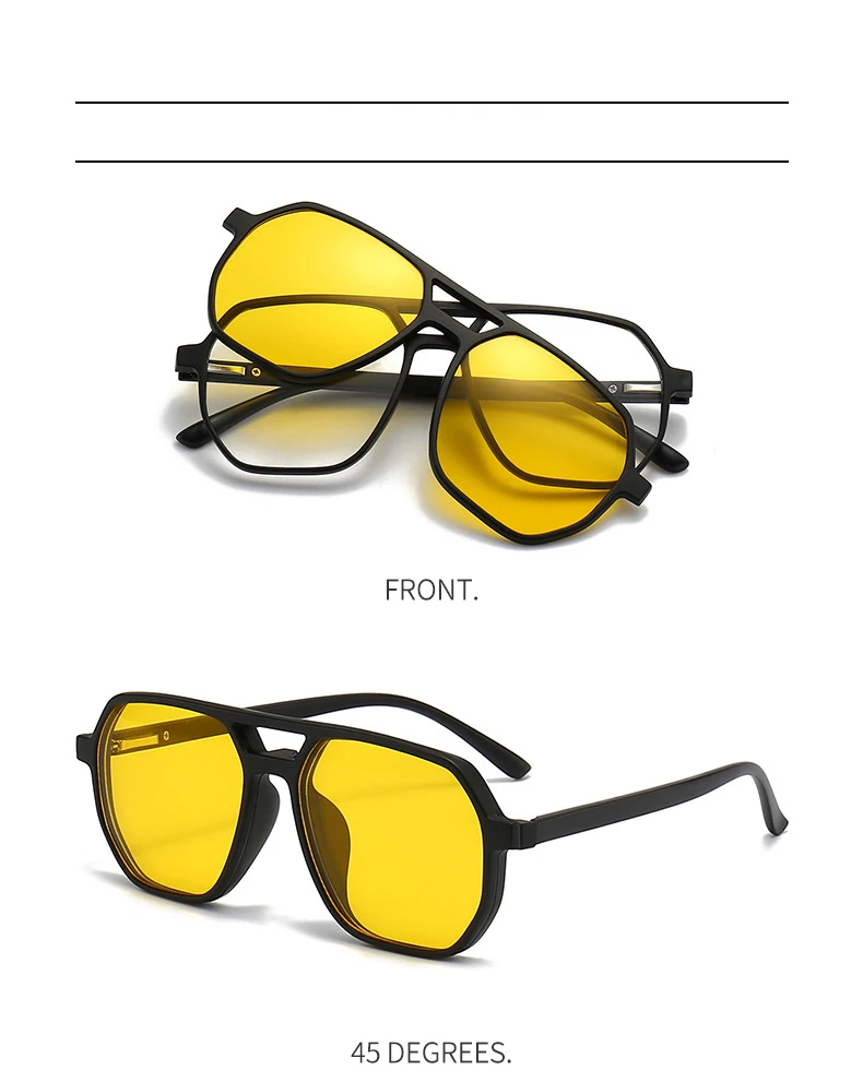 VCKA 6 In 1 Pilot Polarisierte Myopie Sonnenbrille 2025 NEUE Magnetische Clip Männer Frauen Gläser Optische Verordnung Brillen -0,5 bis -6,0 – Detail 11