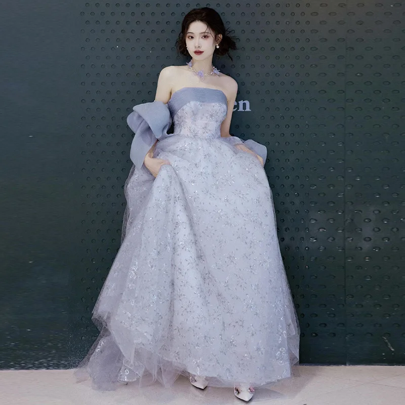 

Graduation Evening Dress Women Advanced Light Luxury Niche Art Test Performance Adult Host Dress Stage Performance Banquet Dress